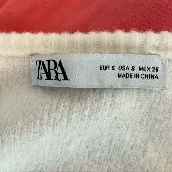 ZARA White Fuzzy V-Neck Cropped Sweater Small - Picture 5 of 7